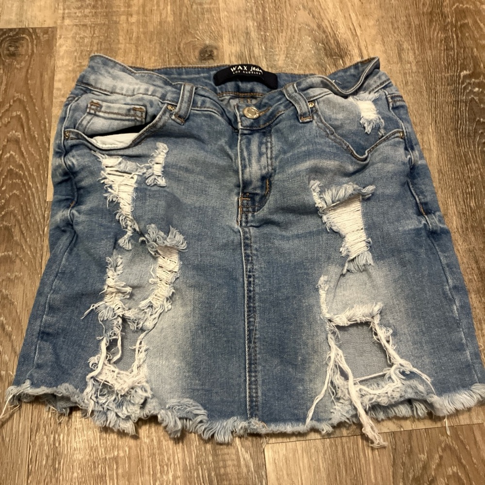 Wax Jean Blue Mini Pencil Skirt